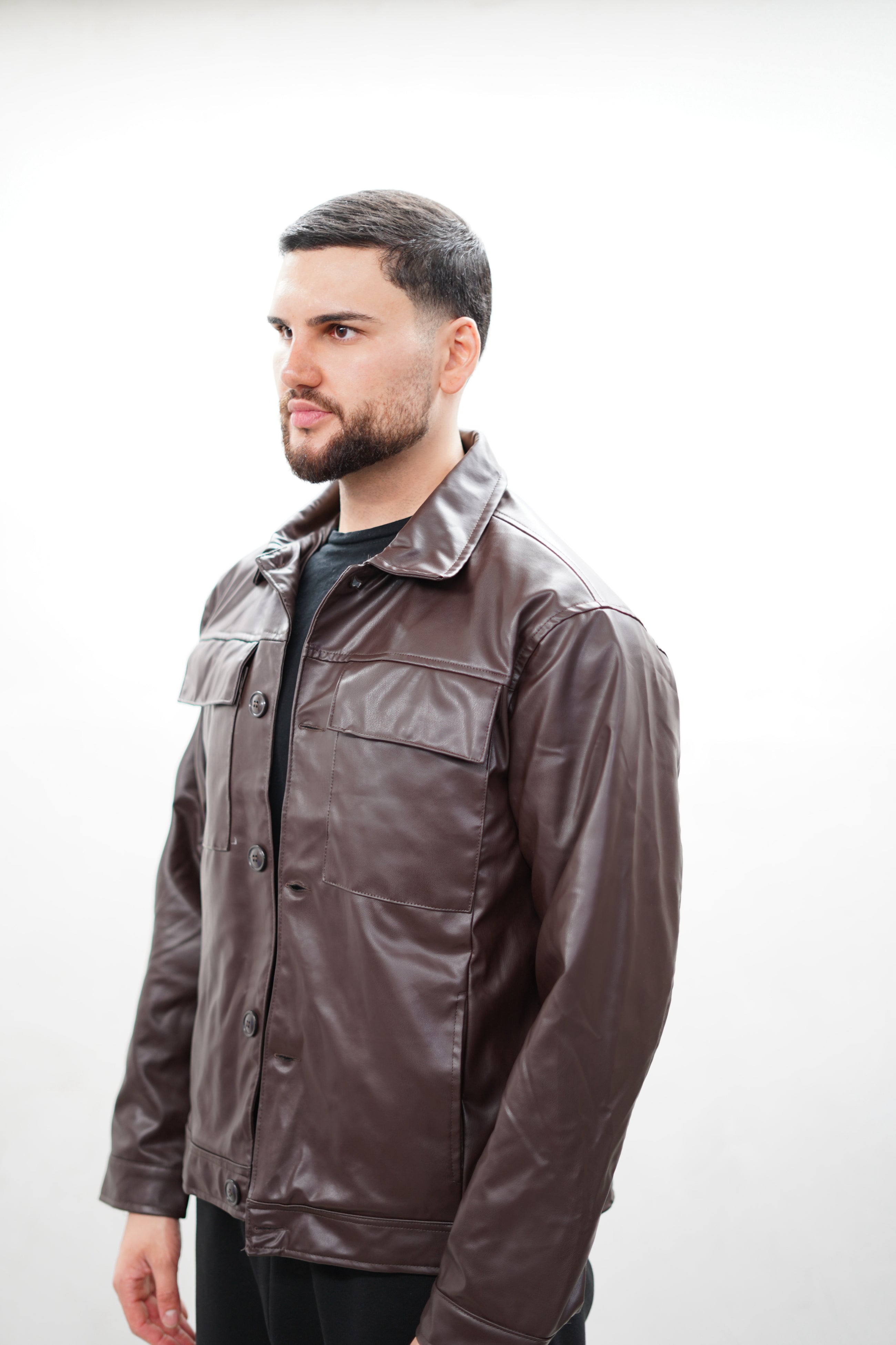 Kastige Leder Optik Jacke