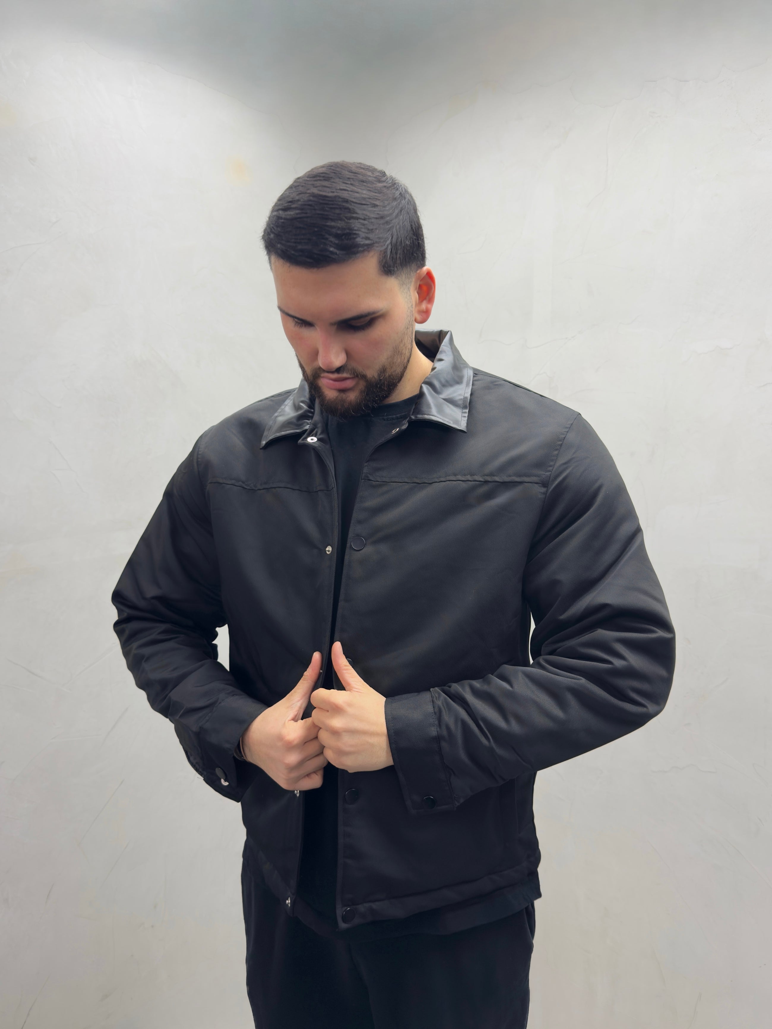 Harrington-Jacke mit Kragen in Lederoptik