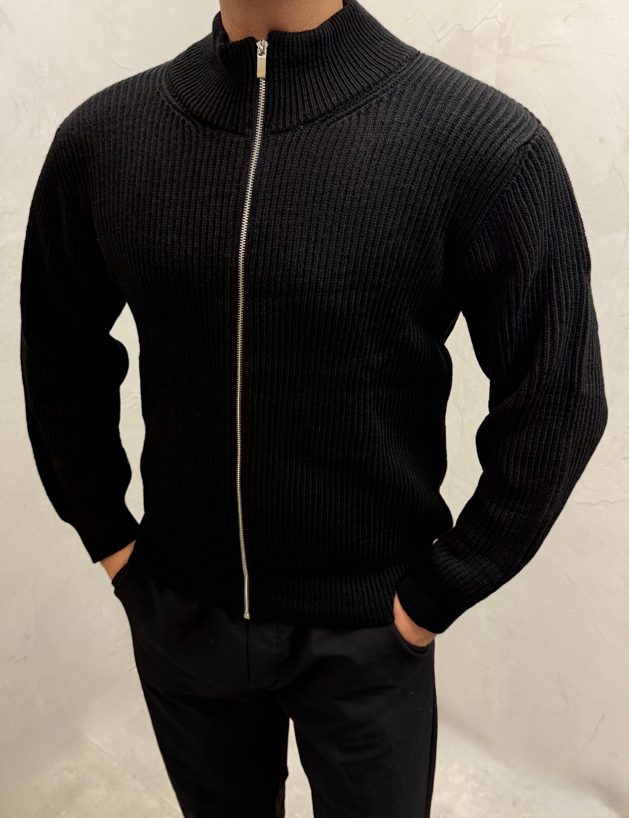 Strick-Cardigan mit Reißverschluss