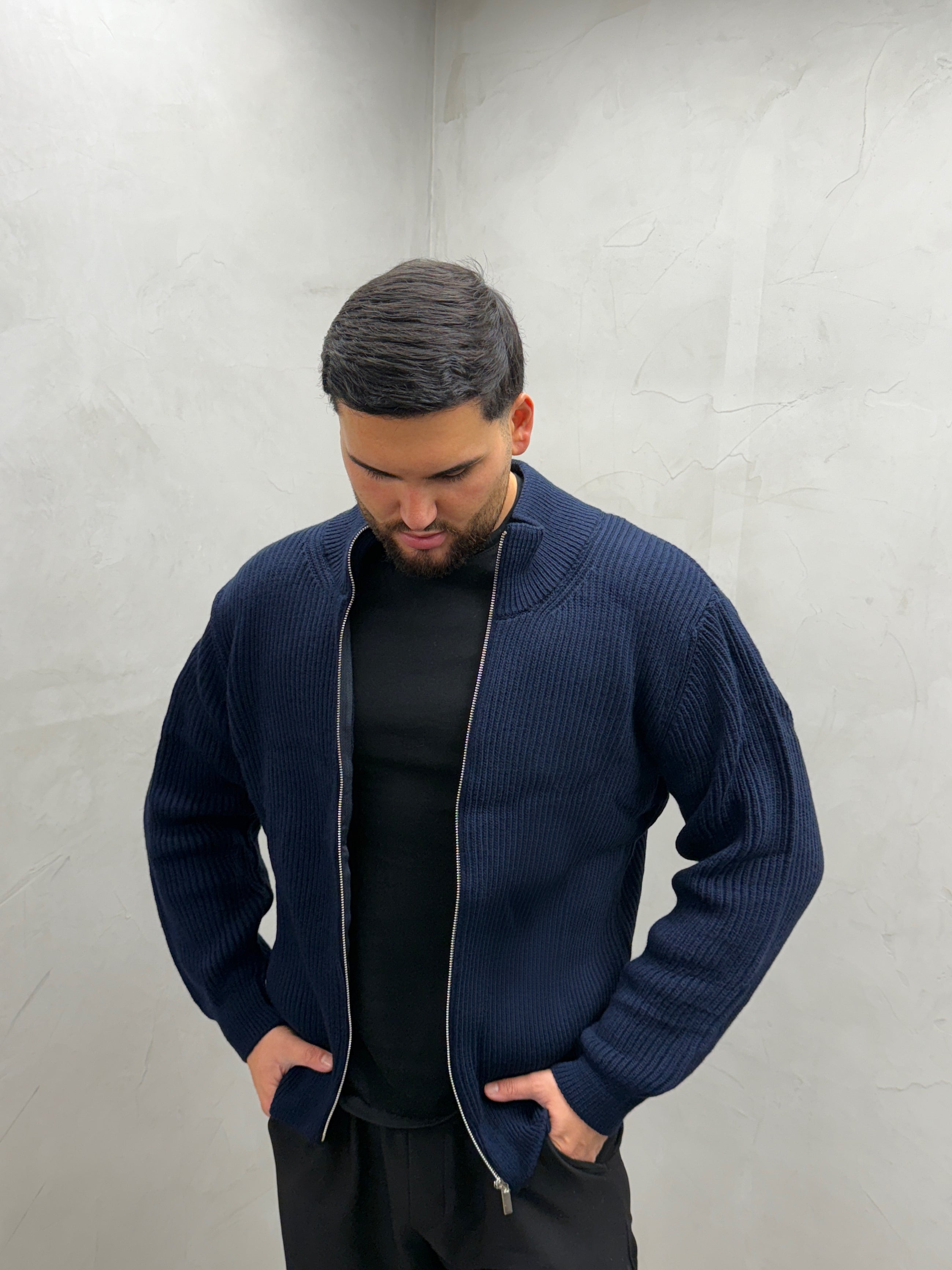 Strick-Cardigan mit Reißverschluss