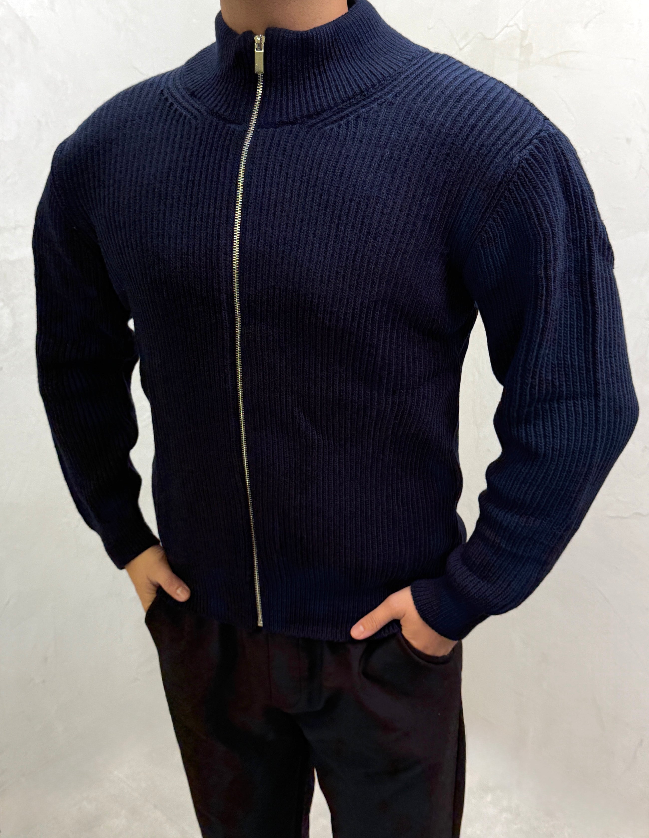 Strick-Cardigan mit Reißverschluss