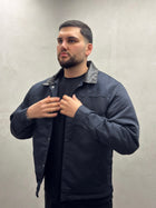 Harrington-Jacke mit Kragen in Lederoptik