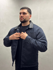 Harrington-Jacke mit Kragen in Lederoptik