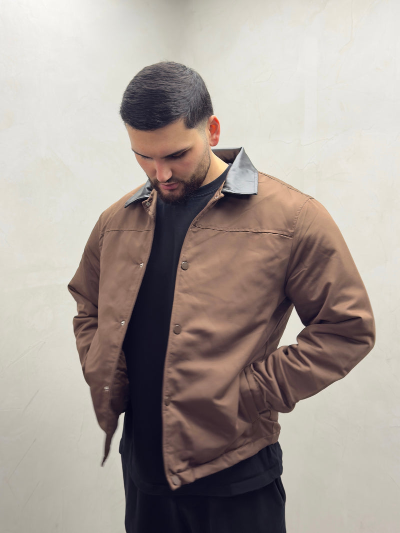 Harrington-Jacke mit Kragen in Lederoptik