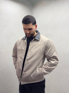 Harrington-Jacke mit Kragen in Lederoptik