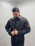 Harrington-Jacke mit Kragen in Lederoptik