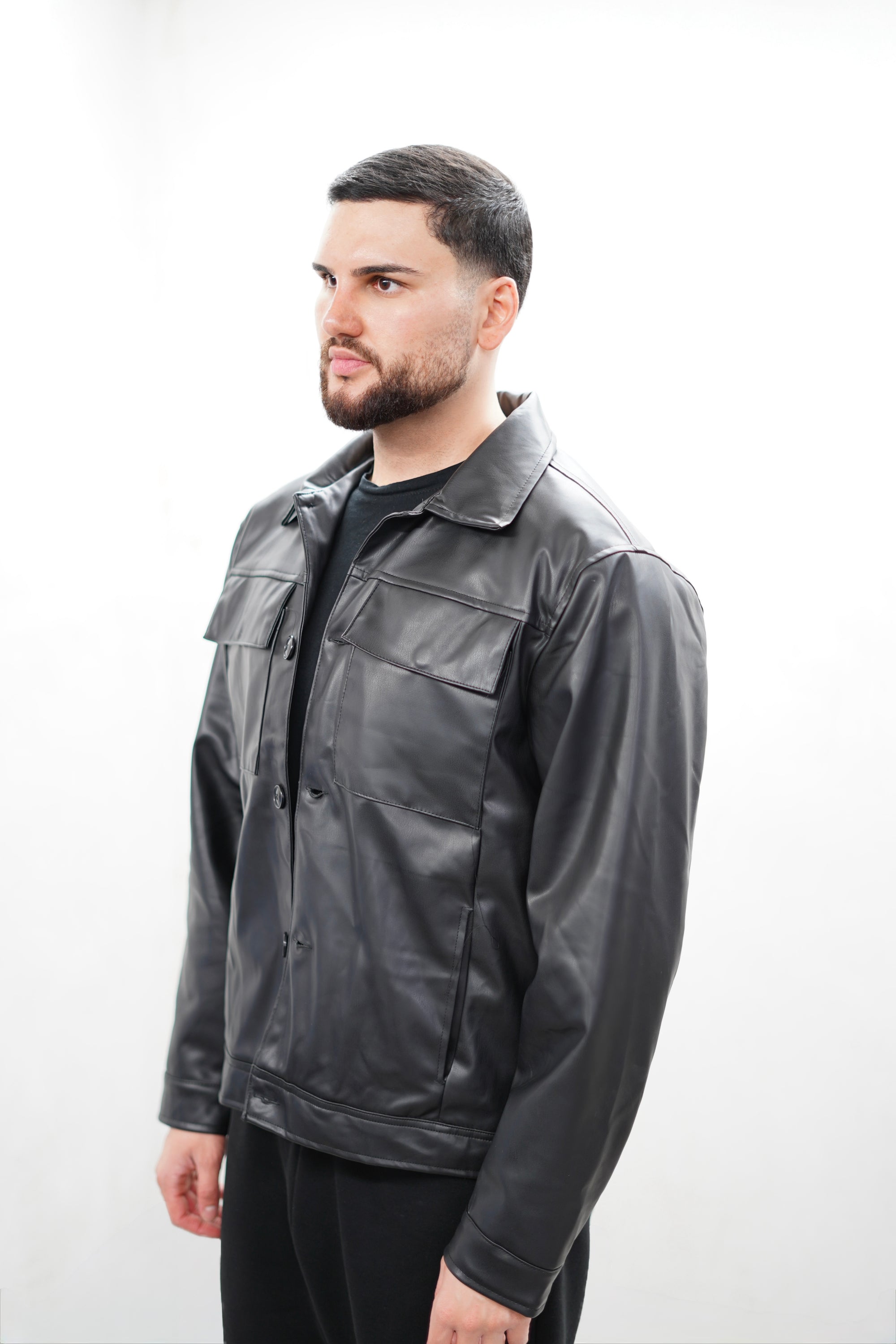 Kastige Leder Optik Jacke