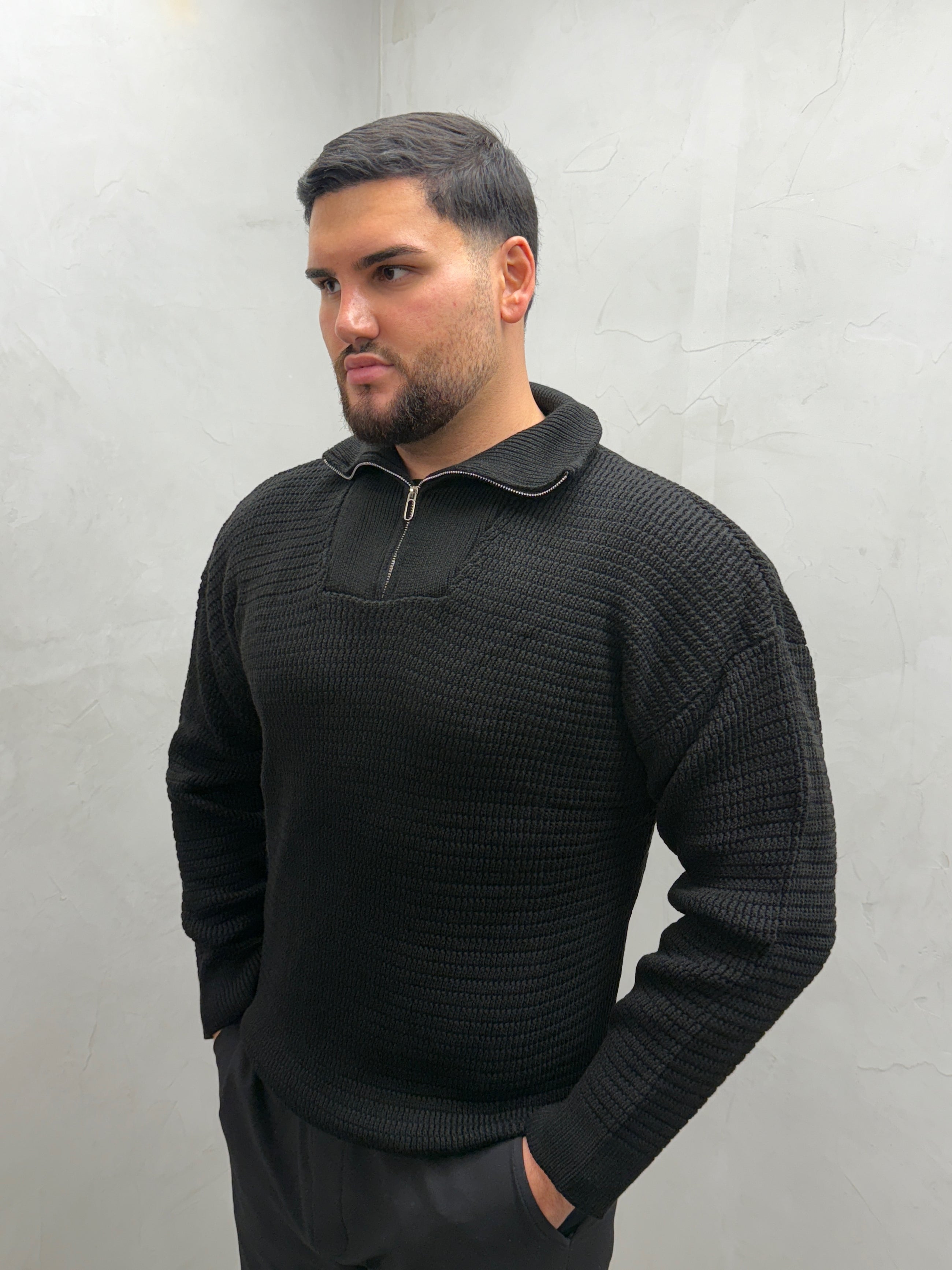 Strickpullover mit Halbzipp