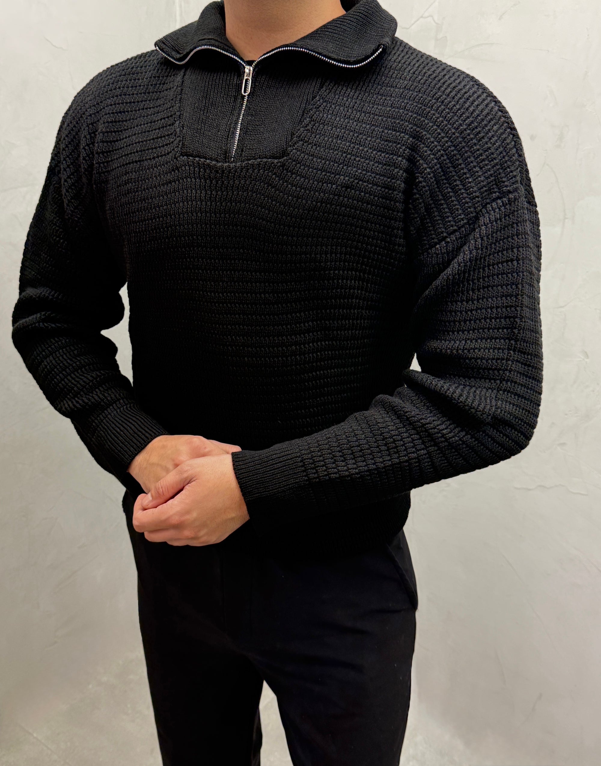 Strickpullover mit Halbzipp