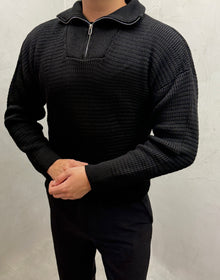 Strickpullover mit Halbzipp