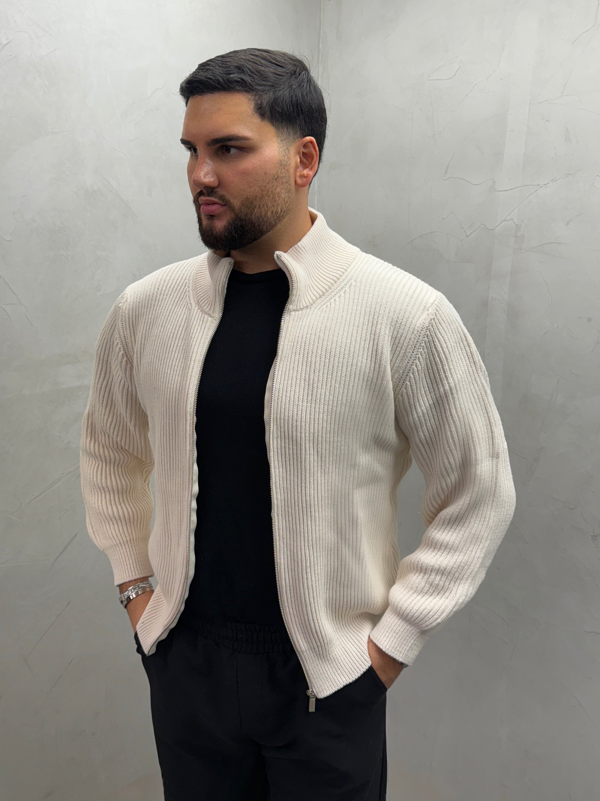 Strick-Cardigan mit Reißverschluss