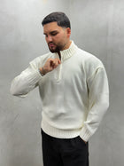 Rippkragen-Strickpullover