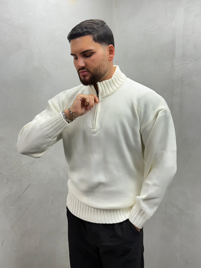 Rippkragen-Strickpullover