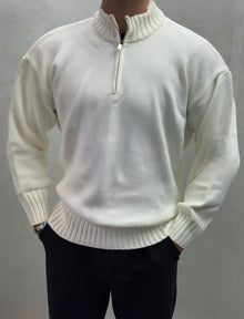 Rippkragen-Strickpullover